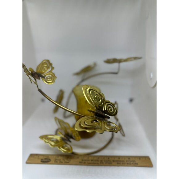 VTG Brass Butterfly Candle Holder 9.5"x9.5" Ornate Metal Tabletop Decor - Picture 8 of 10